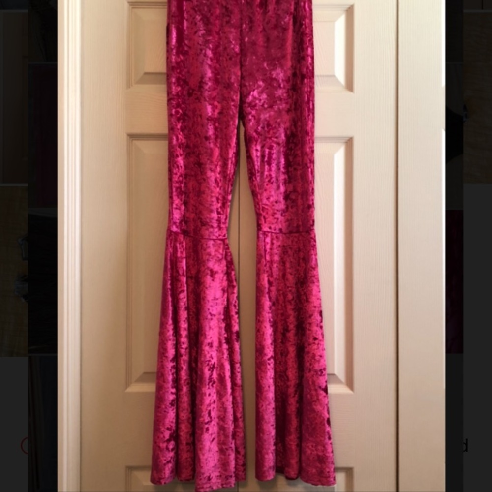 Pink Velvet Flared Pants